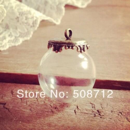 10setsSmall Globe Glass Bottle Pendant DIY Antique Bronze Pendant Top Terrarium Bottle Charm Apothecary Bottle Jewelry Supplies