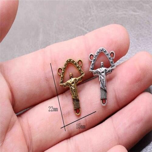 Rosary Center Brazil Jesus Center Rosary Medal, Brazil Jesus Center Rosary Cross Medal .100pcs