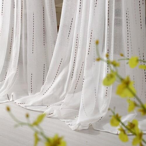 2021 Original Sheer Curtains for Living Room Bedroom White Tulle with Stripes Solid Backdrop Curtain Modern Window Valance Decor