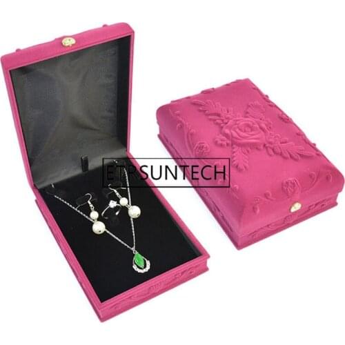30pcs Flocking Jewelry Set Box European Retro Embossing Pattern Ring Earring Pendant Necklace Jewelry Storage Case