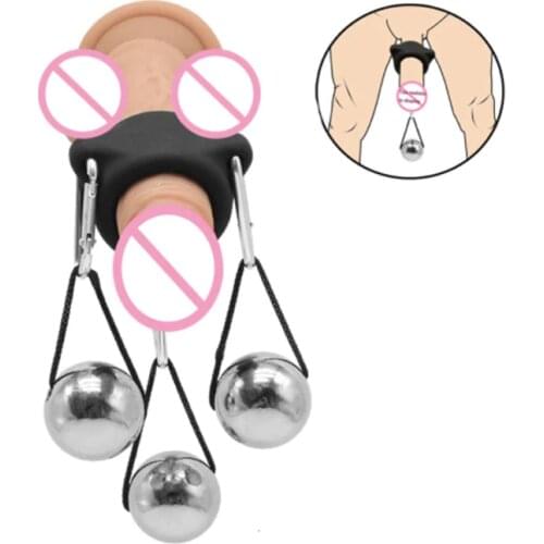 32mm Penis Rings Extender Glans Trainer Cock Ring with Metal Balls Heavy Weight Hanger Stretcher Enlargement Sex Toys For Men