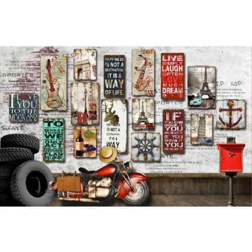 Custom mural 3d photo wallpaper Retro nostalgic motorcycle photo wall bar home decor living room wallpaper for wall 3 d