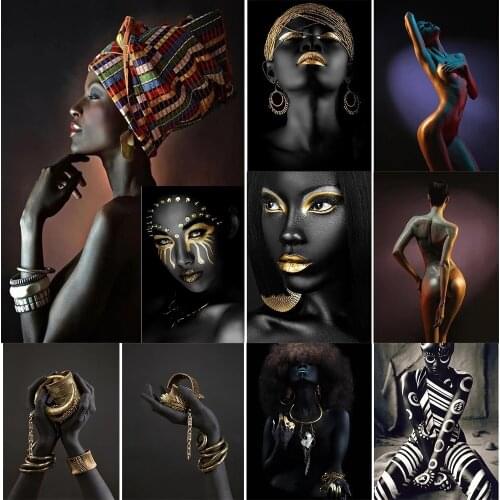 5d Diy Diamond Painting African Woman Indian Headband Portrait Modern Inlaid Rhinestone Cross Stitch Decoration Gift