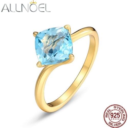 ALLNOEL Solid 925 Sterling Silver Topaz Ring For Women 100% Natural Gemstone Fine Jewelry Adjustable Rings 2021 New For You
