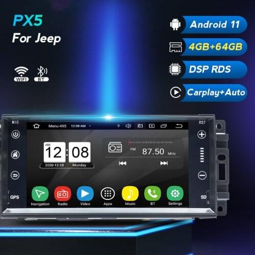 Android 11 GPS For JEEP Patriot Liberty Wrangler Compass/DODGE/Chrysler CD/DVD 2 Din Car Radio Multimedia Player Carplay+Auto AM