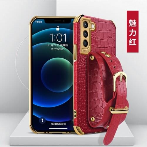 Crocodile pattern wristband Phone Cover For Samsung Galaxy A 52 32 72 Note 20 Luxury leather Cases For Galaxy S 21 20 Plus Ultra