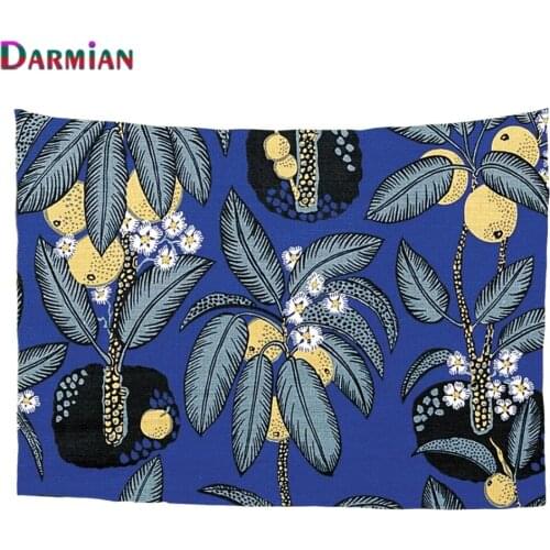 DARMIAN Fruit Illustration Tapestry Wall Hanging Tropical Floral Leaf Tapestries INS Nordic Home Decoration Blue Wall Carpet New