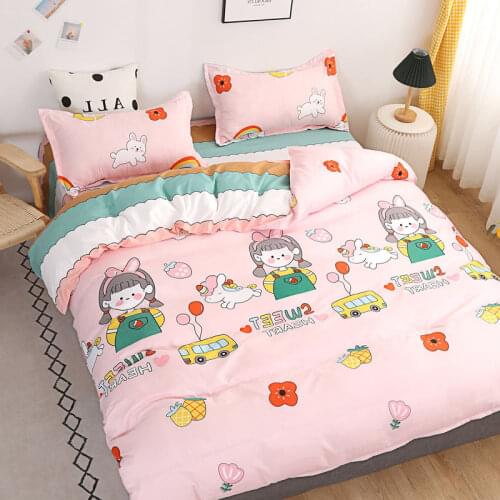 Home Textile Cyan Cute Cat Kitty Duvet Cover Pillow Case Bed Sheet Boy Kid Teen Girl Bedding Linens Set King Queen Twin