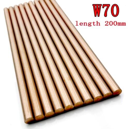 W70Cu30 Tungsten Copper Rod Electrode Copper Bar Put Electric Rod W70 Tungsten Copper Alloy Good Electric Spark Length 200mm