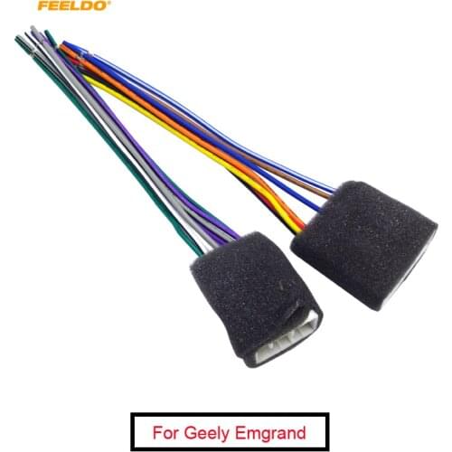 FEELDO 1Pair Car Radio Audio Wire Harness Aapter Plug for Geely Emgrand CD/DVD Stereo Speaker Cable #AM2958
