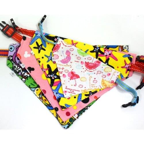 Printed Canvas Pet Neckerchief Dog Bibs Saliva Towel Pet Dog and Cat Bandanas Scarf Adjustable Nylon Strap Collar Perros Product