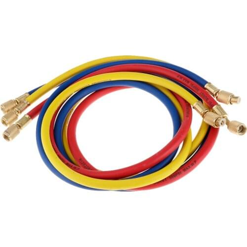 HVAC 1/4'SAE 800 PSI Charging Hoses w/Shut HVAC R410a,R22,R134+Adapters