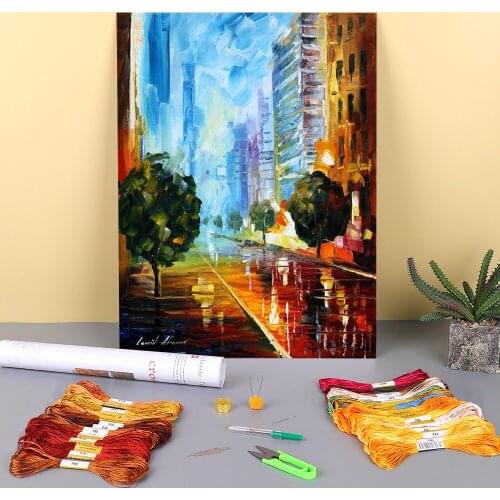 Cancun Hotel Zone Printed 11CT Cross-Stitch DIY Embroidery Kit DMC Threads Handicraft Handmade Painting Needlework Adults