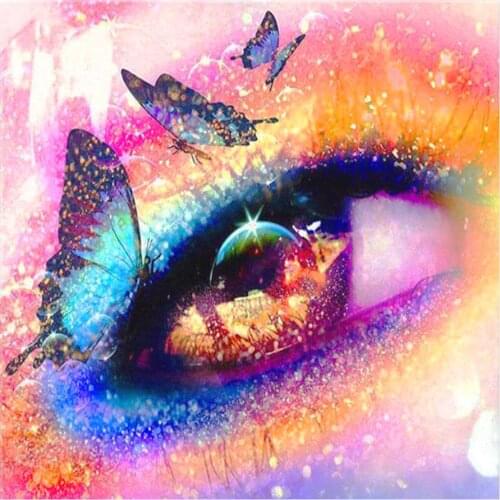 Human Eye Beautiful Butterfly Diamond Painting Round Full Drill Nouveaute DIY Mosaic Embroidery 5D Cross Stitch Colorful Pattern