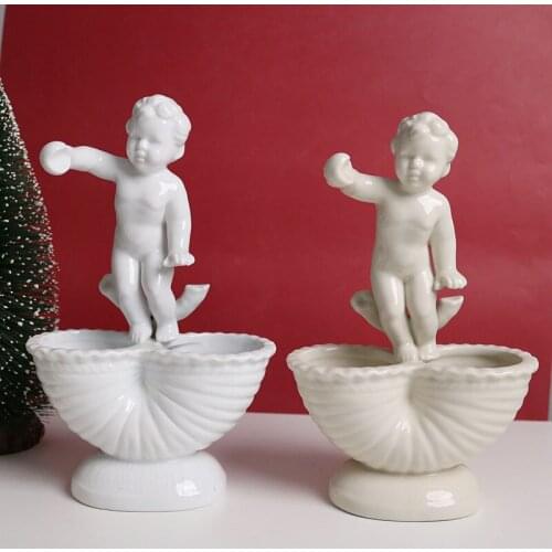 Cream-colored Ceramic Boy Decor/Flower Ware/Home Decor/Candlestick