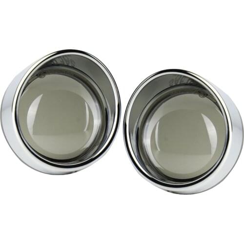 Smoke Turn Signal Lens Cover 2" Bullet Visor-Style Chrome Bezels for Dyna Softail Sportster Touring