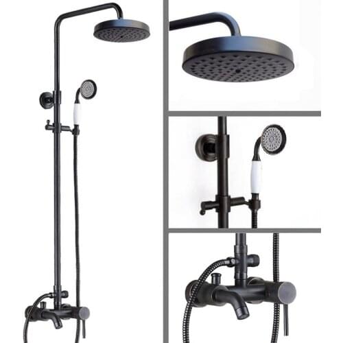 Oil Rubbed Brass Wall Mounted Rain Bathroom Rainfall Shower Faucet Set with Hand Spray Shower Head Bath Tub Mixer Tap 2rs326