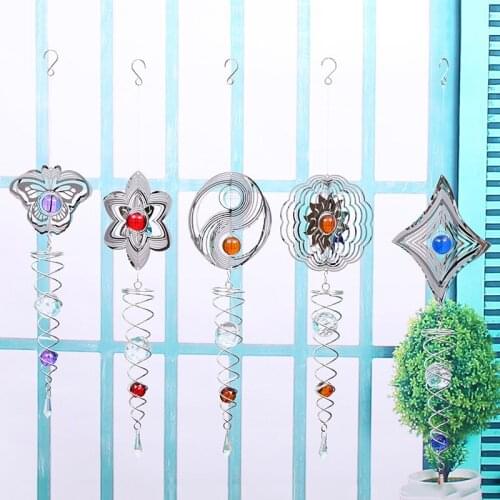 3D Metal Rotate Wind Chime Whirl Moving Rotating Hanging Home Decor Room Window Decoration E2S