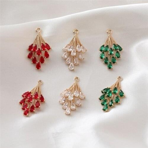 Min order 12pcs/lot glass cartoon Flower spike shape copper floating locket charms diy jewery necklace/earring accessory