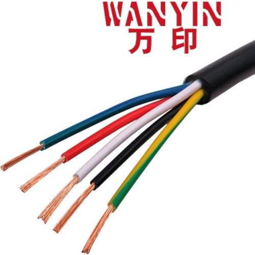 PVC multi-core cable black 26AWG 0.12MM2 RVV 2/3/4/5/6/7/8/10/12/14/16/20 control signal line copper wire