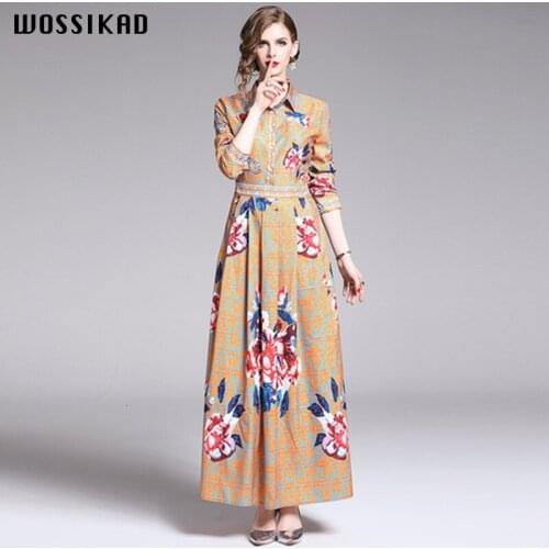 Fashion Dress For Women Clothing 2019 Famous Brand Long-sleeved Long Sleeve Maxi Dresses Floral Woman Party Night Vobe Ropa