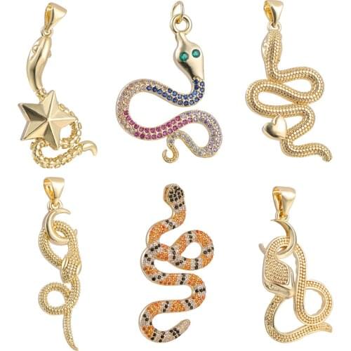 Trendy Cobra Snake Charms Vivid Animal Copper Charm Pendants For Handmade Jewelry Accessories DIY Necklace Makings