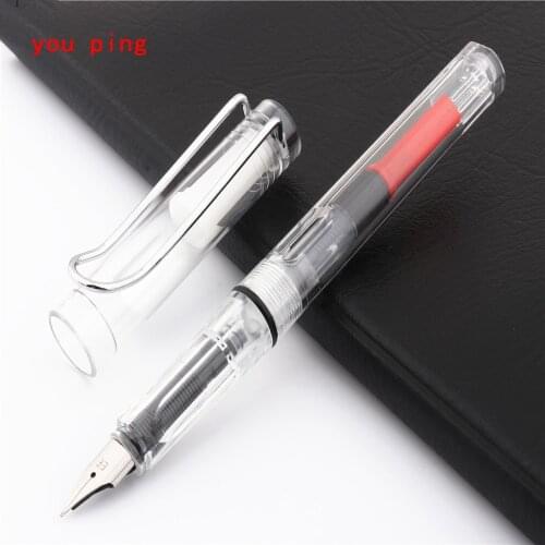 Fashion High quality 555 Transparent white School student office Supplies colour Nib Fountain Pen New