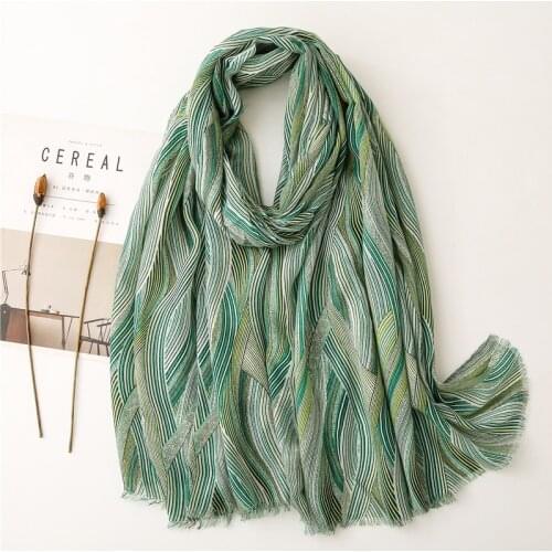 Spain Fashion Autumn Women Viscose Scarf Paisley Geometric Line Hijab Shawls and Wraps Female Foulards Echarpe Muslim 180*90Cm