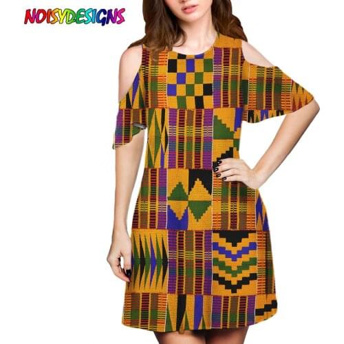 NOISYDESIGNS Dress for Women Off Shoulder Fashion Elegant Dresses African Tradtional Printing Dress Women Summer Dropshipping