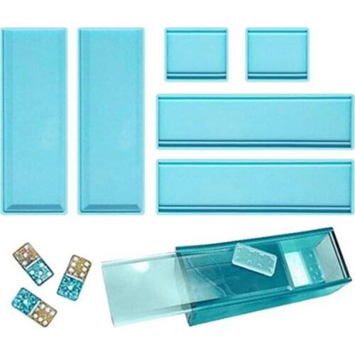 New 1 Set Domino Storage Box Epoxy Resin Mold Container Casting Silicone Mould Diy Crafts Making Toolse