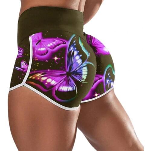 New Sexy Butterfly Print Skinny Short Leggings Modern Lady Women Fitness Leggings Push Up Workout High Waist Bodybuilding Pants