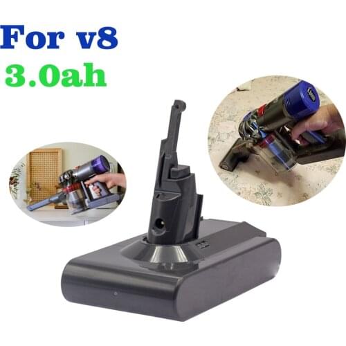 Newly Upgraded 3.0Ah For Dyson V8 Battery 215681 V8 Absolute Animal Exclusive Fluffy SV10 Vacuum Cleaner Battery Feeding Filter