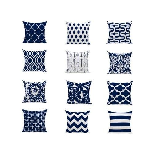 Geometric wave pattern sofa cushion car fabric pillow case cover blue Simple style geometric cushion cover