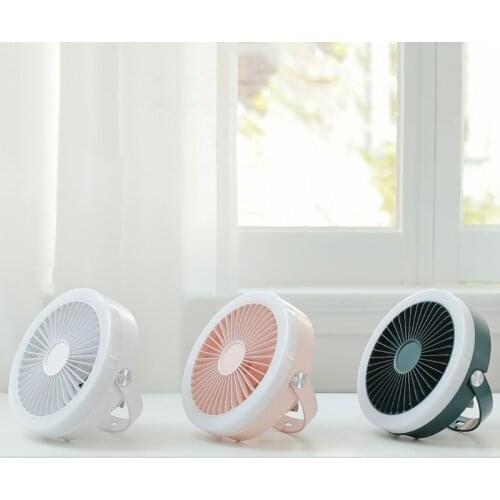 4000mAh USB Rechargeable Remote Control 3 Gears Hanging Ceiling Fan with LED Light Lamp for Camping Outdoor Tent Bed