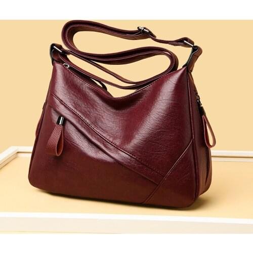 Luxury womens bag 2020 new high-quality soft PU leather ladies shoulder messenger bag designer multi-layer double zipper bag