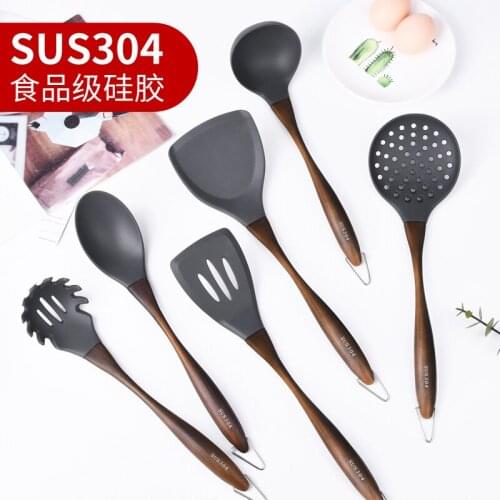 Silicone family 304 stainless steel handle large thick hot pot spoon spoon spoon stir-fry spoon spatula