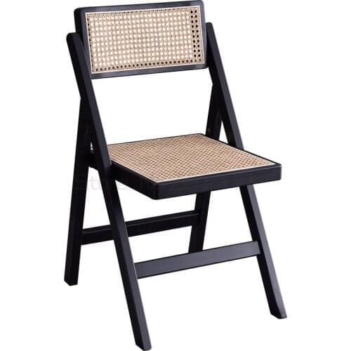 Nordic solid wood folding chair designer rattan DINING CHAIR Retro home balcony leisure restaurant back chair