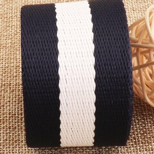 Dark Blue White Striped Cotton Webbing Soft Belt Webbing Key Fob Bag Purse Webbing Leash Supplies 38mm Webbing Straps 1.5"