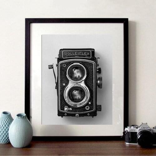 Rolleiflex Old Vintage Camera Poster Black and White Canvas Print Painting Gift Photography Wall Art Picture Retro Decor