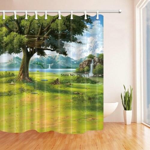 High Quality Printed Fabric Shower Curtains Cartoon Cute Abstract owl Bath Screens Waterproof Bathroom Decor with 12 Hooks