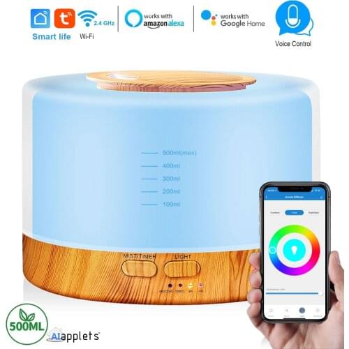 WiFi Smart Essential Oil Diffusers Smart Home Mist Humidifier 500ML Ultrasonic Aroma Air Freshener Alexa Echo Google Assistant