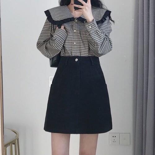 Summer Short Skirts High Waist for Women Cotton Long Sleeve Two Pieces Cute Korea Style Casual White Solid Fashion Skirt Suit