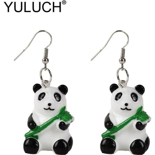 YULUCH 2019 Personality Women Trendy Cute Plastic Panda Animal Long Dangle Earrings Fashion Jewelry For Women Party Big Earrings