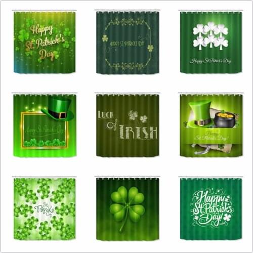 Green Clover Polyester Shower Curtain st patricks day decorations Bathroom Waterproof Washable Fabric Bath Curtains for Home