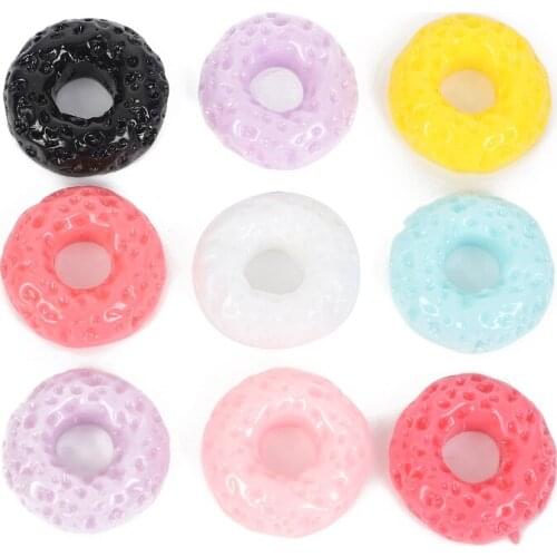 10Pcs 15mm Mixed Resin Flatback Cute Donuts Embellishment Cabochon Kawaii Decoration Scrapbooking Diy Craft Supplies Accessories