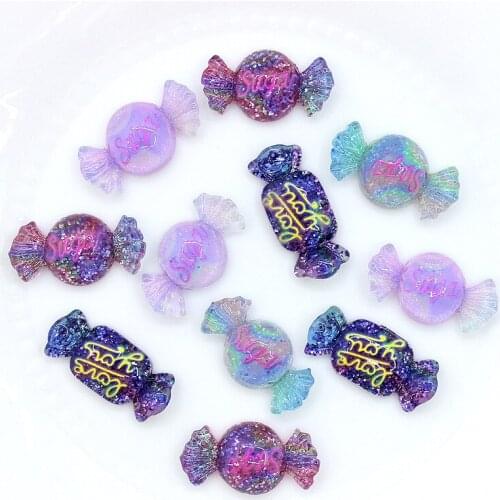 10pcs 25*11mm Resin Cute Candy Flatback Charms Miniature Embellishment Applique DIY Wedding Scrapbook Craft Jewelry Making