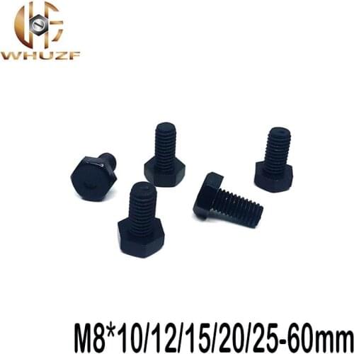 20pcs M8*10/12/15/20/25-60mm PA66 Black Plastic Nylon External Hex Screw Outside Hexagon Machine Screws Hex Bolts