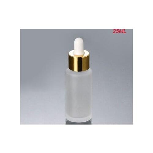 25ML frosted glass dropper glass bottle with gold collar &white top lotion bottle glass bottle Cosmetic Packaging