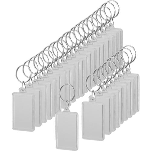 30pcs Clear Blank Insert Photo Picture Acrylic Frame Keyring Split 3.4x5.2cm
