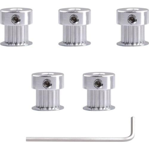 5PCS Aluminum GT2 Timing Belt Pulley 20 Teeth Bore 5mm Width 6mm and Wrench for RepRap 3D Printer Prusa i3